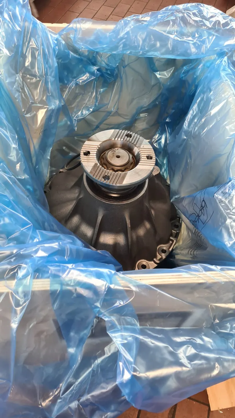 Overhauled differential, wrapped in film ready for shipping